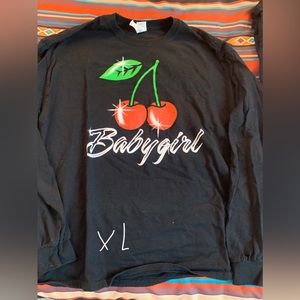Black, long sleeve baby girl T-shirt